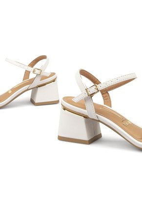 Sandalia Tacón Cuadrado Pelica Blanco Vizzano