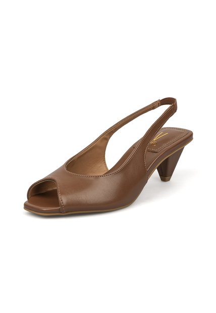 Slingback Tacón Cono Bajo. Napa Garda Moca Vizzano