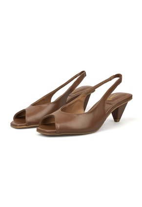Slingback Tacón Cono Bajo. Napa Garda Moca Vizzano