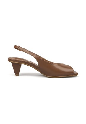 Slingback Tacón Cono Bajo. Napa Garda Moca Vizzano
