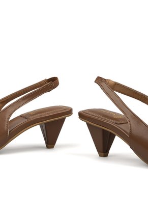 Slingback Tacón Cono Bajo. Napa Garda Moca Vizzano
