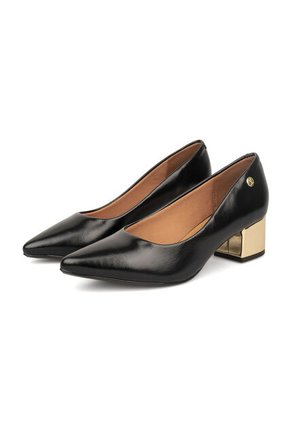 Tacon Medio Cuadrado Negro-Oro Vizzano