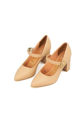 TACON MEDIO PELICA BEIGE DORADO VIZZANO