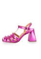 Sandalia Tacón Medio Metalizado Fucsia Vizzano de Vizzano