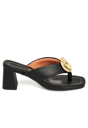 Sandalia Tacon Medio Cuadrado Negro Vizzano