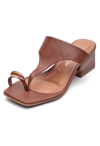 Sandalia Tacon Bajo Cuadrado Mule Café-Moca-Anillo Vizzano Vizzano