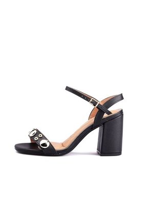 Sandalia Tacon Negro Dorado Vizzano