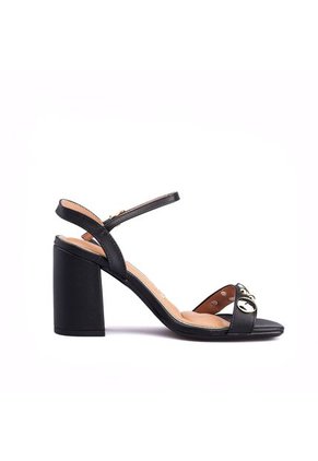 Sandalia Tacon Negro Dorado Vizzano