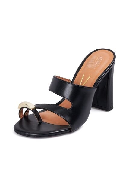 Sandalia Tacon Alto Mule Negro Vizzano