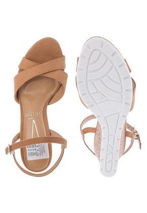 Sandalia Tacón Corrido Camel Vizzano