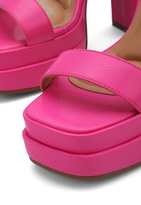 Sandalia Plataforma Tacón Rosa Neón Holografico Vizzano