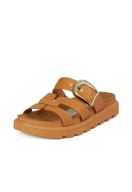 SANDALIA PLANA CAMEL DORADO VIZZANO