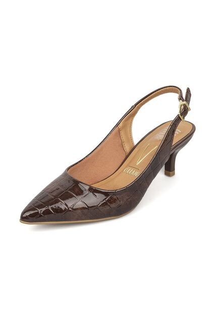 Tacon Bajo Slingback Croco Canela-Café Vizzano