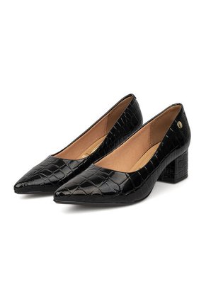 Tacon Bajo Cuadrado Negro CrocoVizzano