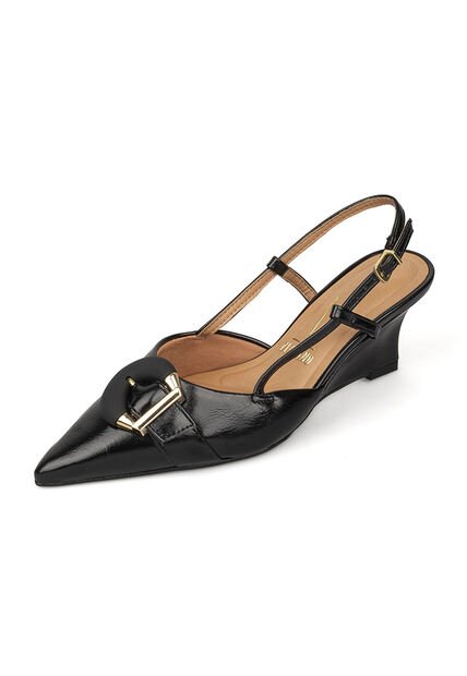 Tacon Alto Slingback Cuña-Corrido Negro Vizzano