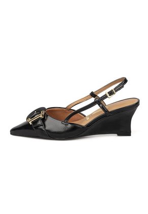 Tacon Alto Slingback Cuña-Corrido Negro Vizzano