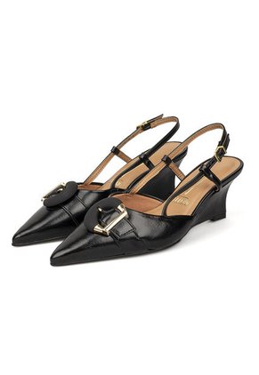 Tacon Alto Slingback Cuña-Corrido Negro Vizzano