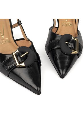 Tacon Alto Slingback Cuña-Corrido Negro Vizzano