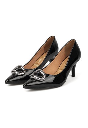 Tacon Stiletto Medio Verniz Negro Vizzano