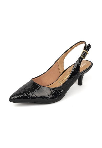 Tacon Bajo Slingback Croco Negro Vizzano