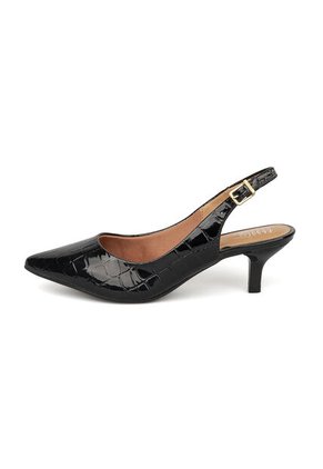 Tacon Bajo Slingback Croco Negro Vizzano