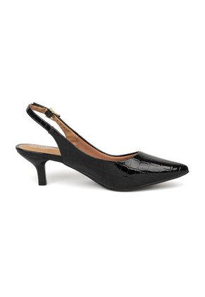 Tacon Bajo Slingback Croco Negro Vizzano