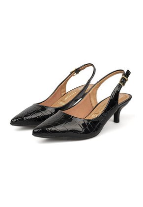 Tacon Bajo Slingback Croco Negro Vizzano