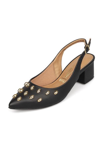 Tacon Bajo Cuadrado Slingback Negro Vizzano