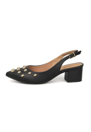 Tacon Bajo Cuadrado Slingback Negro Vizzano