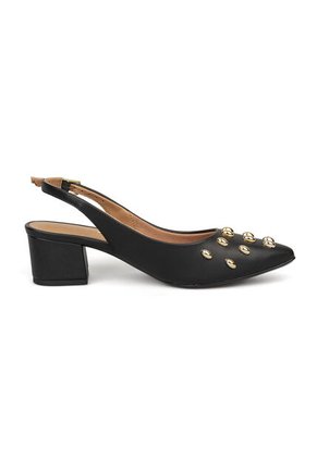 Tacon Bajo Cuadrado Slingback Negro Vizzano