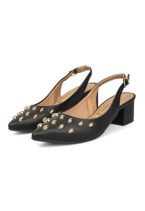 Tacon Bajo Cuadrado Slingback Negro Vizzano