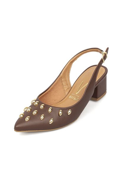 Tacon Bajo Cuadrado Slingback Canela-Café Vizzano