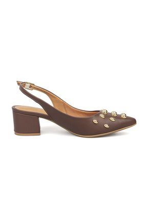 Tacon Bajo Cuadrado Slingback Canela-Café Vizzano