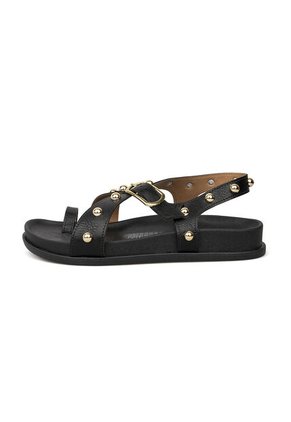 Sandalia Plana Negro Napa Calf Vizzano