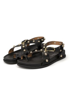 Sandalia Plana Negro Napa Calf Vizzano