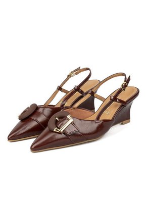 Tacon Alto Slingback Cuña-Corrido Rojo-Carmin Vizzano