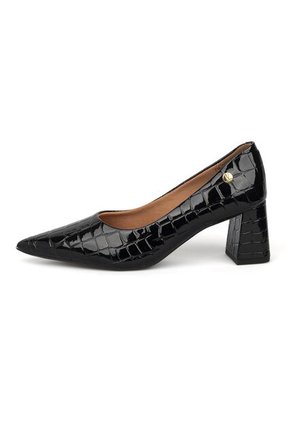 Tacon Medio Cuadrado Negro Croco Vizzano