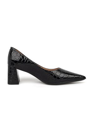 Tacon Medio Cuadrado Negro Croco Vizzano