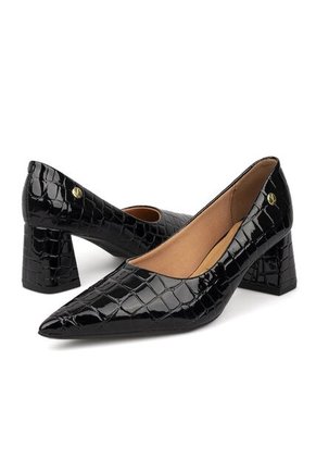 Tacon Medio Cuadrado Negro Croco Vizzano