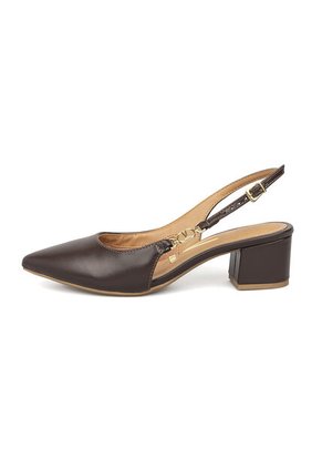 Tacon Medio Cuadrado Slingback Cacao Vizzano