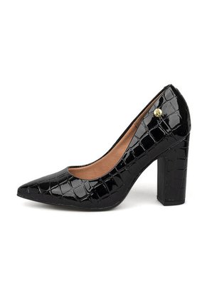 Tacon Alto Grueso Negro Croco Vizzano