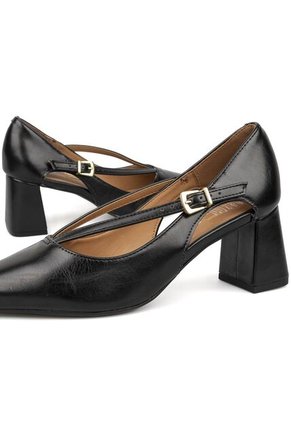 Tacon Medio Cuadrado Negro Napa Vizzano