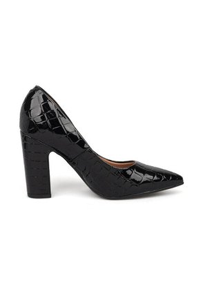 Tacon Alto Grueso Negro Croco Vizzano