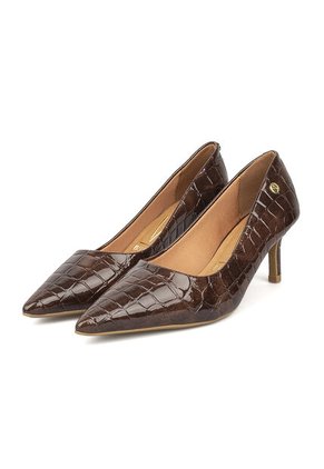 Tacon Stiletto Bajo Canela-Café Croco Vizzano