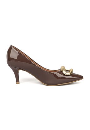 Tacon Stiletto Medio Verniz Canela-Café Vizzano