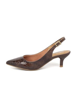 Tacon Bajo Slingback Croco Canela-Café Vizzano