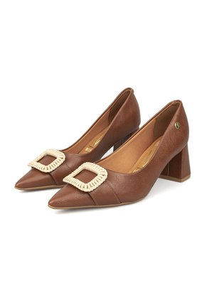 Zapato Tacón Alto Café Dorado Vizzano Bloque Oficina