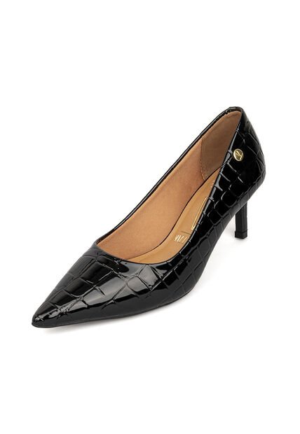 Tacon Stiletto Bajo Negro Croco Vizzano