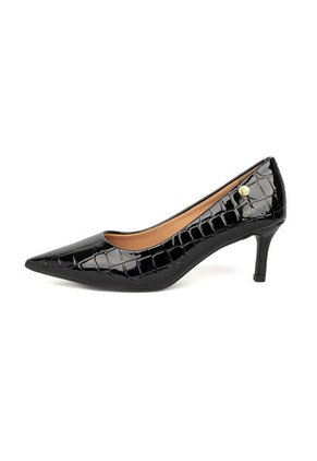 Tacon Stiletto Bajo Negro Croco Vizzano