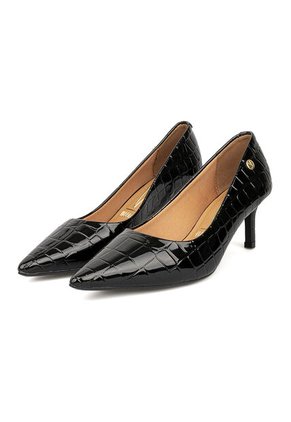 Tacon Stiletto Bajo Negro Croco Vizzano